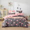 Freyamy Housse de Couette 200x200 Amour Gris Parure de lit 2 Personne en Microfibre avec Fermeture Éclair Réversible Sets de Housse Couette Cœur Rose avec 2 Taie d'oreiller 65 x 65cm pour Filles