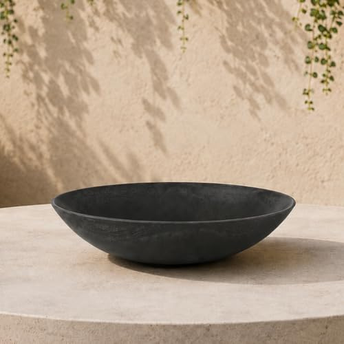 matches21 HOME & HOBBY Wetterfeste Pflanzschale für draussen in 28 cm - schwarz marmoriert als Blumenschale - Dekoschale