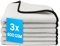 Kemes Lot de 3 chiffons secs en microfibre de qualité supérieure - Gris avec bordure noire - Sans traces - Pour entretien de voiture - 30 x 30 cm - 600 g/m²