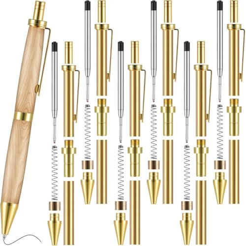 Tebbomp 6 Piece Retractable Pen Kit for Wood Turning 8mm Click Pen Kit with Refills Lathe Turning Supplies for Pen Making Wood