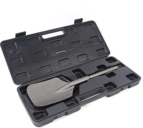 Fridgestea Clay Spade Chisel Bit with Carrying Case 18 x 400 x 130mm, SDS Max Shank 5 Pit Shovel for Jack Hammer with 440Cr Chromium Steel, Hammer Shovel for Shoveling/Gardening/Concrete Work - Silver