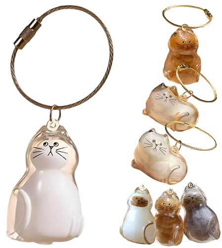 Katzenhaar-Gedenkkapsel-Schlüsselanhänger – transparentes Haustierfell & Schnurrhaar, tragbare Souvenir-Flasche in Katzenform, Haustierverlust, Gedenkgeschenk für Katzenliebhaber