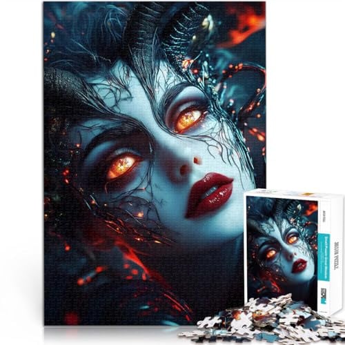 1000-Teile-Puzzle für Erwachsene Handgeschwindigkeitswettbewerb Dämonin mit brennenden Augen Geburtstagsgeschenk, Geschenke38x26cm