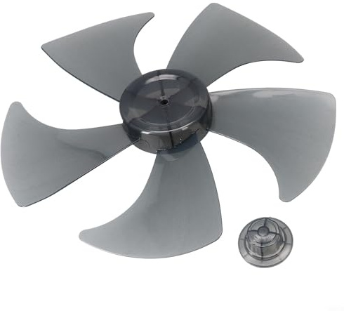 Zilimontt 14 Inch 5-Blade Plastic Fan Blade with Nut Cover for Pedestal and Desk Fans, PP Material, Low Noise High Resistance Replacement Part(Transparent Black)