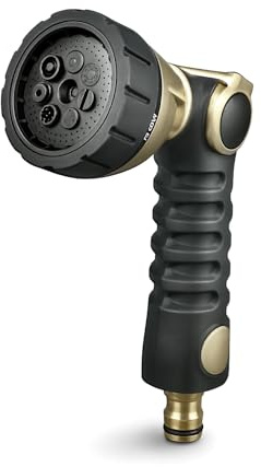 rainfactory Buse pour tuyau d'arrosage – tête de pulvérisation avec 7 modes – Douche de jardin avec fonction rafraîchissante – Douche avec raccord rapide et adaptateur en laiton – Douchette inoxydable