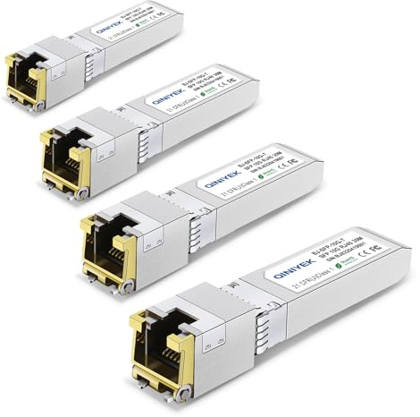 QINIYEK Paquete de 4 módulos de cobre SFP+ a RJ45 de 10 GB, transceptor Mini-GBIC de 10 Gbase-T