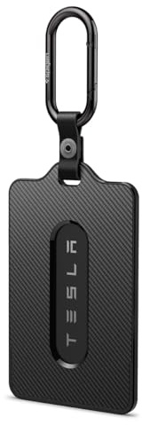 Spigen Tesla Schlüsselanhänger [PC, 1 Stück] Schlüsselhülle - Carbon | Alle Tesla Modelle, Model Y (~2026 Juniper) Model 3 (~Highland 2026) Model S Model X, Schlüsselkartenhalter, Tesla Zubehör