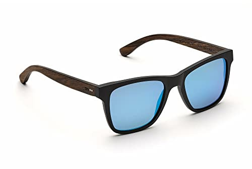 TAKE A SHOT Sonnenbrille Clever Hans - Walnuss schwarz/braun (walnut/blue mirrored/black matt)