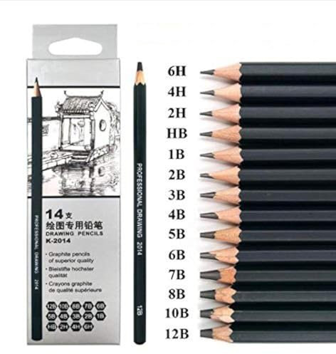 Bleistift 14 Stück/Set 12B 10B 8B 7B 6B 5B 4B 3B 2B B HB 2H 4H 6H Graphit-Skizzenstifte Professionelles Bleistiftset zum Zeichnen