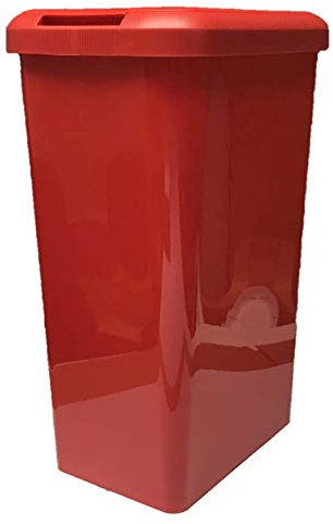 45 Litre Touch Top Kitchen Bin Rubbish Paper Waste Can Dustbin Rectangle Plastic (red)
