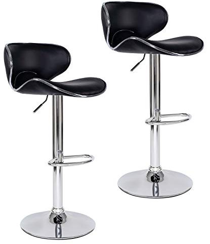 dibea Barhocker 2er-Set 360° drehbar, höhenverstellbarer Barstuhl belastbar bis 130kg, stabiler Standfuß mit Bodenschutz & Fußablage, schwarz Modell 6