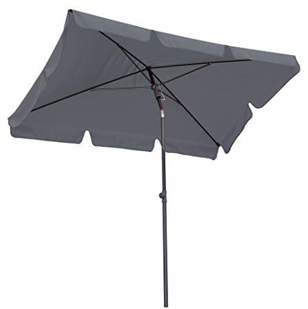 QUICK-STAR Sombrilla Quitasol Parasol para el balcón 2 x 1,25 m Rectangular con cenefa y dispositivo de pliegue Color Gris