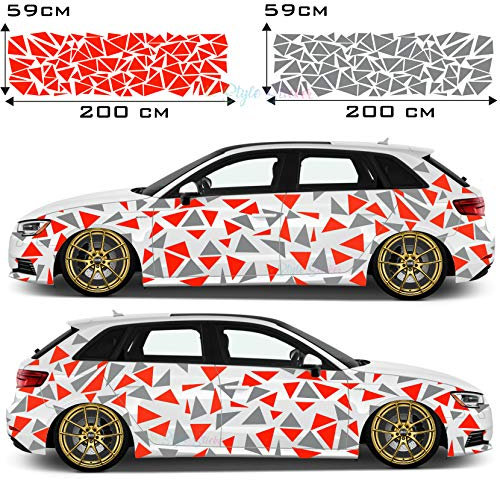 Auto Dreiecke Autoaufkleber Sticker Seite Auto Car-Tattoo Farbig Tarn-Look Camo Aufkleber 222 Stück Camouflage Style Seitenaufkleber