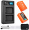 Vemico NP-FW50 Batterie Rechargeable 2 Pack 1200mAh avec Double Fente Chargeur LCD Type-C pour NP-FW50 A7 A7ii A7rii A6500 A6400 A6300 A6000 A5100 Nex Série 3/5/6/7 Série SLT-A