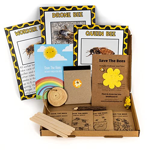 Save The Bees Kids Gardening Set, Grow Your own kit for Children, Wildflower Seeds, Garden Set for Kids, Seed Kits for Kids, Kids Survival kit, Childrens Gardening Set, Kids Activity Pack