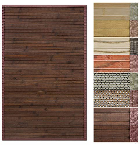 Floordirekt Bambusteppich Bambusmatte mit Stoffrahmen | Natur Design in vielen Farben & Größen (160 x 230 cm, Oak)