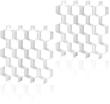 Schubladenteiler mit Wabenstruktur, verstellbar, für Unterwäsche, Gürtel, Socken, Organizer (weiß, 2 Stück)