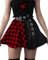 DINGJIUYAN Jupe gothique à carreaux avec ceinture de taille pour femmes, jupes plissées à carreaux punk, grunge, mini jupe emo alt vêtements, Ceinture rouge, S