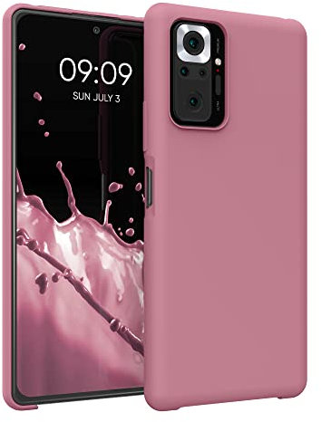 kwmobile Hülle kompatibel mit Xiaomi Redmi Note 10 Pro Hülle - Silikon Handy Case - Handyhülle weiche Oberfläche - kabelloses Laden - Dark Rose