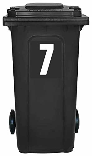 Pack of 4 White Wheelie Bin Number 7 Stickers (17 cm) Vinyl Bin Stikcers Packwith® #PBN10-7