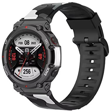 iPartsonline Silikonarmband kompatibel für Amazfit T-rex 2 Smartwatch Camo/Camouflage Sport Watch Armband Ersatzbänder Camo Grau