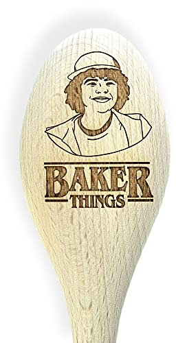 Baker Things Dustin Stranger Inspired Novelty Engraved Wooden Spoon Baking Gift | Baking Stuff | Novelty Gift | UK Merch | Unofficial Merchandise (Dustin)