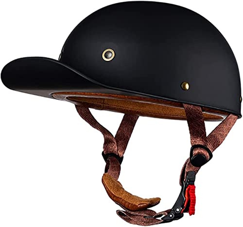 Retro Motorradhelm Mit ECE Zulassung - Halbschalen Baseball Cap Jethelm Deutscher Stil Totenkopf Kappe - Cool Für Männer Und Frauen 7,M