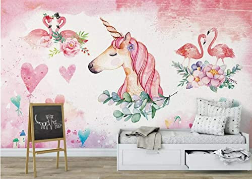 3D Mural Wallpaper Pink Unicorn Baby Room 3D Murals Wallpaper for Bedroom and Living Room Wall Decoration