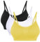 Vertvie Womens Strech Duenn Ohne Buegel Push up Yoga Sports BH Bra Top Set Fuer Fitnesstraining Polsterung 3er Pack (Weiß + Schwarz + Zitronengelb, EU M/Tag L)