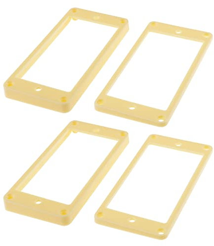 Be In Your Mind Humbucker-Tonabnehmer-Rahmen, Humbucker-Tonabnehmer, Befestigungsringe, Set, gerader Rahmen, Zubehör für E-Gitarre, Kunststoff, cremefarben, 4 Stück