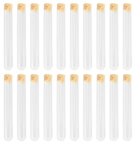 iplusmile Reagenzgläser aus Glas, 25 ml, 18 x 180 mm, klare Reagenzgläser aus Borosilikatglas mit Korkstopfen für wissenschaftliche Experimente, Party-Dekorationen, Badesalz, Süßigkeitenaufbewahrung