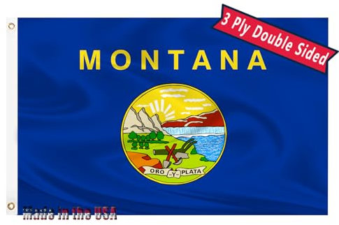 Montana-Flagge, 7,6 x 12,7 cm, doppelseitig, Staat Montana-Flaggen, 3 Schichten, Polyester, Nähen, 4 Reihen Faden, mit strapazierfähigem Segeltuchkopf und Messingösen, Montana-Dekor für Innenwand,