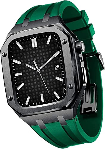 EPANO Robusta cassa in acciaio inossidabile con cinturino in silicone, per Apple Watch S8 S7 45 mm per gli uomini, lunetta in metallo Mod Set caso, per IWatch S6 5 4 SE 44 mm accessori, 44mm, agata