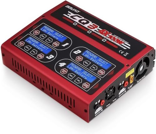 ZIBESTYU 100Wx4/10Ax4 AC/DC 4 Port RC LiPo Charger Discharger Intelligent Balance Charger Quad Multi-Functions for NiMH NiCd LiHV Pb Batteries for Hobby Rc Car Boat Airplane Racing Drone FPV