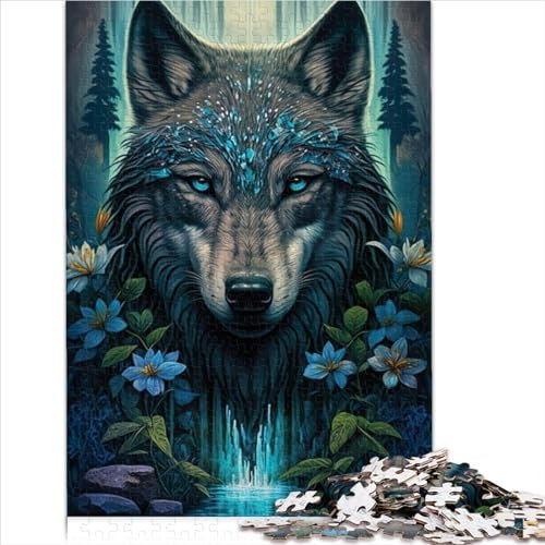Puzzles für Erwachsene, Mandala-Wolf im Dschungel, 1000-teiliges Holzpuzzle für Jungen, Mädchen, Kinder, Lernspiel, Herausforderungsgröße (50x75 cm)