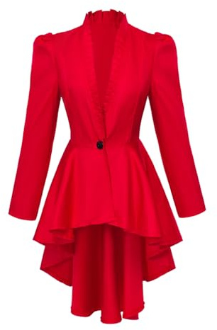 Saniplaycos Veste de smoking à manches longues pour femme, style steampunk, victorien, médiévale, vintage, gothique, Rouge, Medium