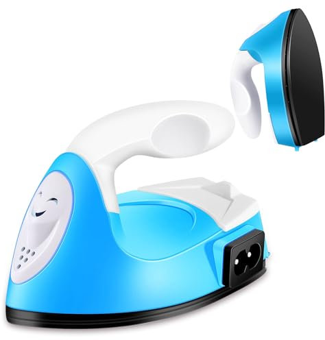 Mini Electric Iron for Crafts Quilting - Blue Portable Heat Press Mini Iron with Charging Accessories Machine for Clothes,Paste,DIY,Crafts,Heat Transfer-30w