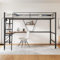 Moimhear Bettgestell Metallbett 90x200cm, Eisenbett, Hochbett mit L-förmigem Schreibtisch und einem Regal für Kinder, Jugendliche und Erwachsene (Schwarz)