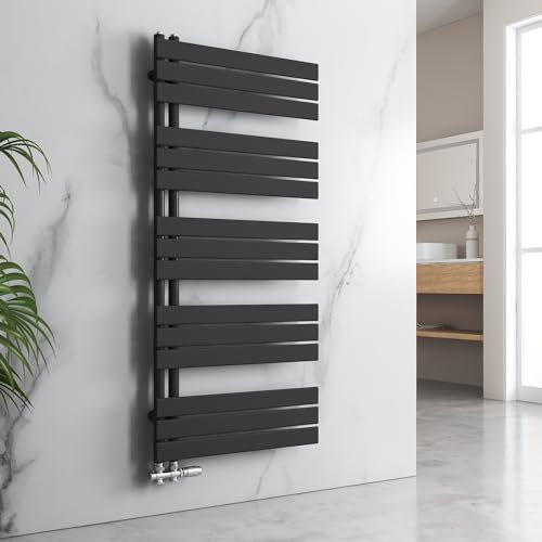 EMKE Badheizkörper Handtuchhalter 1599x600 mm, Handtuchheizkörper Seitenanschlusss Flach Handtuchwärmer Handtuchtrockner Heizkörper Bad Handtuchheizung Schwarz 958W