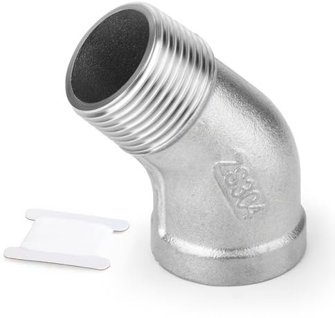 ERGAOBOY Raccordo da 1 filettatura femmina BSP a 1 filettatura maschio, acciaio inox 304 a 45 gradi,Frizione a croce a 4 vie