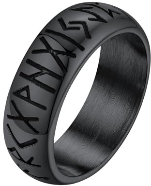 Supcare Verlobungsring Herren Viking Luhn Rune Ring Männer Fingerring Edelstahl Ring Herren Wikinger Schmuck Siegelring Rock Bandring Schwarz Statement Ring Personalisiert Modeshcmuck für Freund