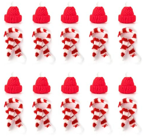 GISELA D 20 Stück Mini Weihnachtsmützen und Schals für Glühweinflaschen, Weihnachtsparty Deko