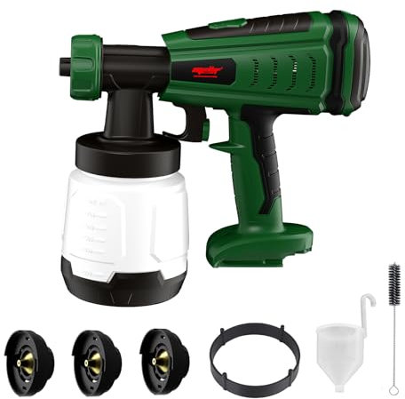 Mellif Akku Farbsprühsystem für Bosch Akku 18V, Farbsprühgerät mit 800 ml Behälter, 3 Düsen (1/1.5/2.5mm) Bürstenlosen Motor, Förderleistung 1000 ml/min, Farbsprühpistole für Wänden, Möbel (OHNE Akku)