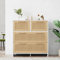 Yolasoly Kommode Rattan 80 x 38 x 80cm,Schlafzimmer Kommode mit 5 Schubladen,Komodenschrank mit Holzgriff,Mehrzweckschrank für Wohnzimmer Schlafzimmer,Weiß