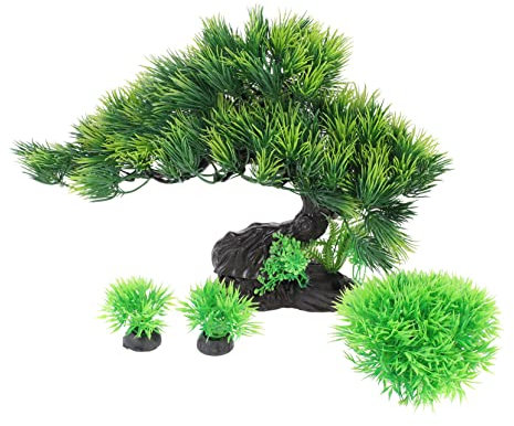 Milisten 1 Satz Aquarium Landschaftsbau Baum Aquarium-Kiefer-Dekoration Bonsai-baumschmuck Künstliche Kiefer Künstliche Pflanzendekoration Simulation Kieferndekor Fischversteck Harz Green