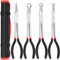 Glarks 5pcs Long 28cm Hose Gripper Pliers Set, 6.5mm, 13.5mm, 17.5mm Dia Long Reach Hose Grip Pliers, Offset Spark Plug Boot Removal Pliers, Extra Long Hose Gripper Pliers for Narrow Space