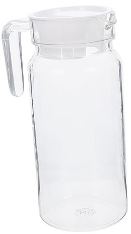 OFFSCH Transparenter Getränkekrug Aus Bruchsicherem Acryl Dickwandiger Wasserkaraffe Für Saft Und Kalte Getränke Rutschfester Trinkkrug Für Haushalt Und Büro