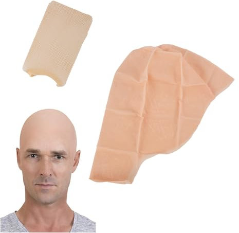 AWAVM 2Stück Latex Glatzenhaube Glatze Mützen Latex Glatze Hut kahle Perückenhut für Erwachsene Make-up Glatzenkopf Perücke Kappe Kostüm Zubehör