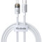 Mcdodo Cable USB C a Lightning de 36 W con luz intermitente de 4 pies, cable de carga rápida USB C trenzado de nailon para 14, 13, 12, 11/Pro/ProMax/Plus, iPad, AirPods, iTouch (blanco)
