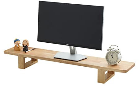 Soporte de madera para monitor de escritorio para laptop, TV, impresora, almacenamiento, estante universal sólido para accesorios de computadora (40 cm)
